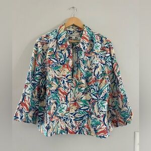Coldwater Creek Colorful Leaf Print Jacket